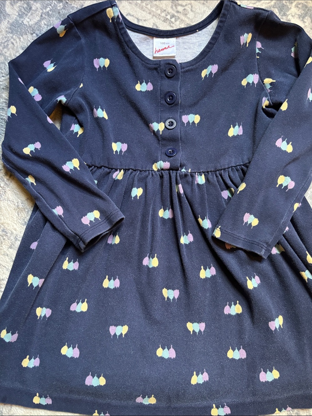 Hanna Andersson Navy Long-Sleeve Dress with Pastel Balloon Print